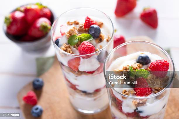 Berry Perfect Stock Photo - Download Image Now - Parfait, Yogurt, Muesli