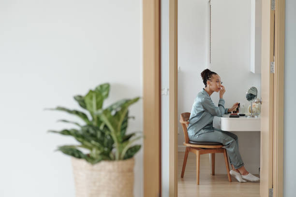 istock Woman Applying Make-up at Vanity 1352172886
