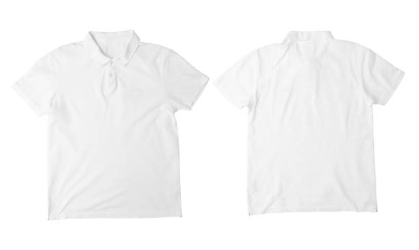 istock Blank white polo t-shirt mockup front and back isolated on white background with clipping path 1352181771