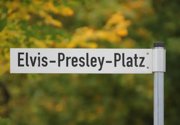 Street sign in Bad Nauheim in honor of Elvis Presley