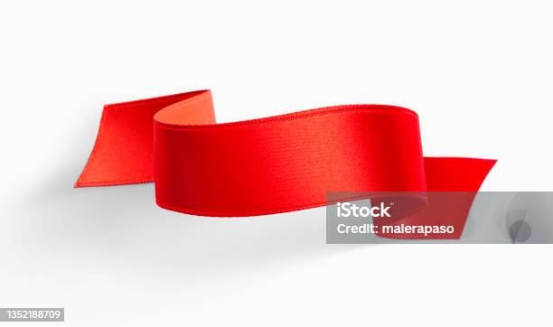 Red Silk Ribbon Stock Photo - Download Image Now - Ribbon - Sewing Item, Award Ribbon, Banner - Sign