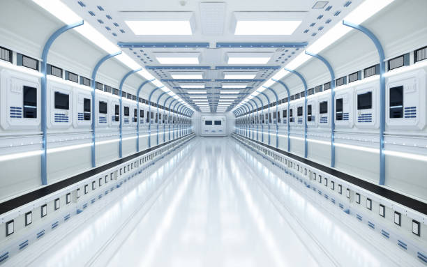 istock interior futuristic factory with conveyor belt 1352189123