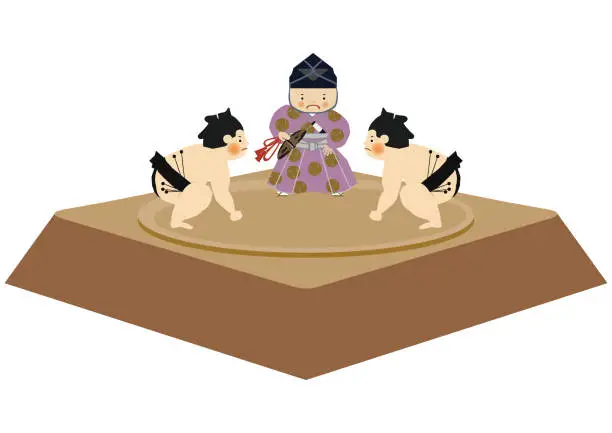 Vector illustration of Sumo is traditional Japanese wrestling.
Sumo is known as Japan’s national sport.
It is called national sport and is one of the traditional culture in Japan.