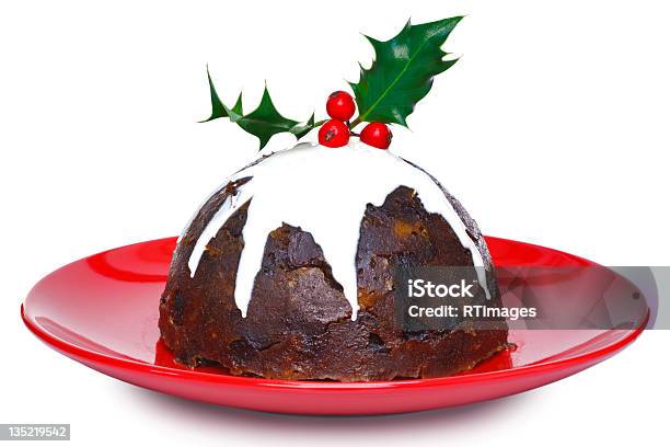 Christmas Pudding Isolated Stock Photo - Download Image Now - Christmas Pudding, Cut Out, White Background