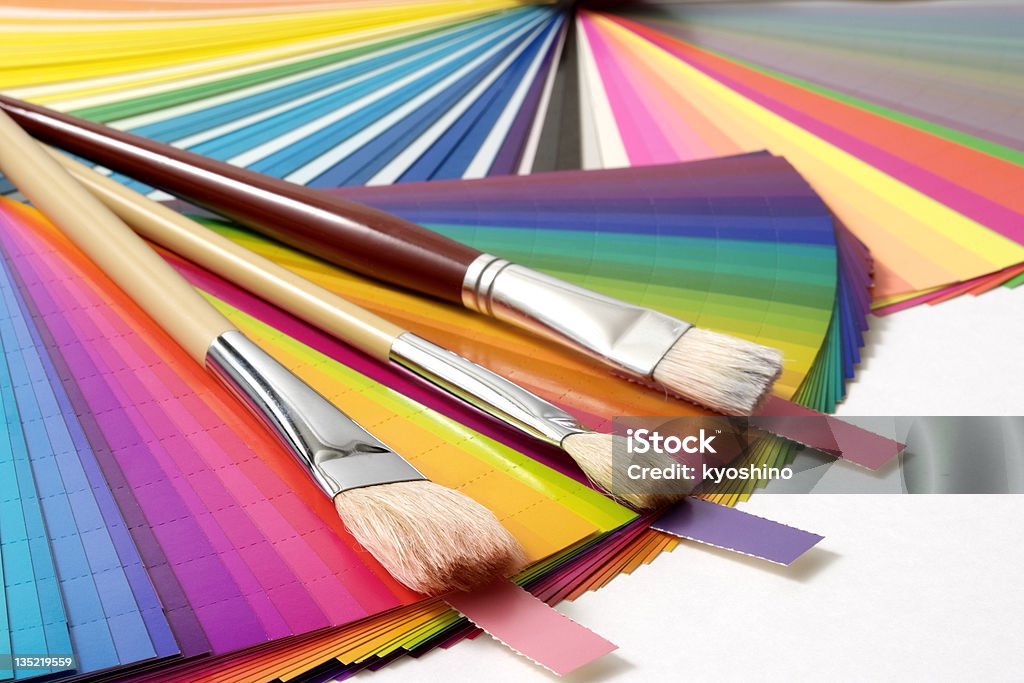 Campioni di colore e Pennello - Foto stock royalty-free di Aperto