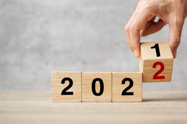 istock hand flipping block 2021 to 2022 text on table. Resolution, strategy, plan, goal, motivation, reboot, business and New Year holiday concepts 1352197419