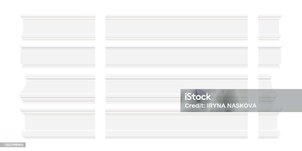 Vector Art Baseboard Set Of White Plastic Or Wood Baseboards Elements Stock Illustration ...