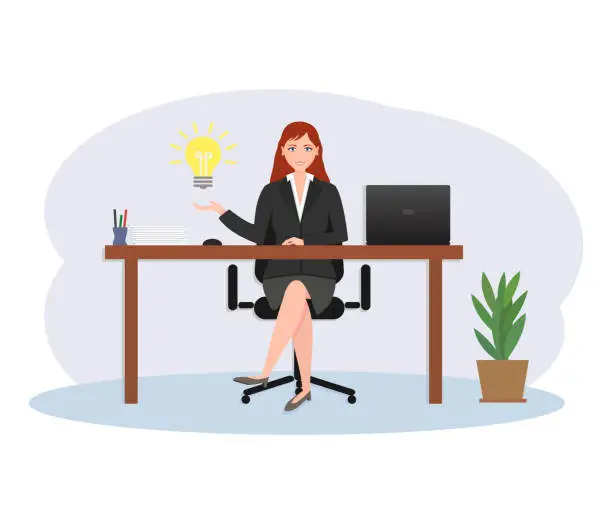 Vector illustration of Business women with new idea