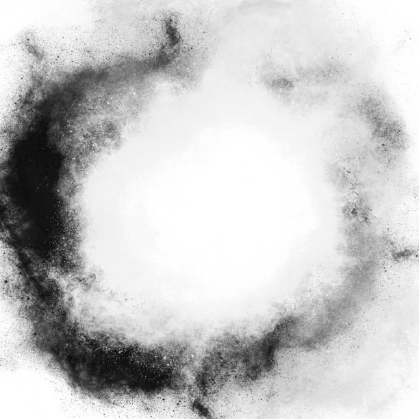 istock Black and white texture, abstract paint spot spray nebula cosmic milky way, textured effect background 1352210592
