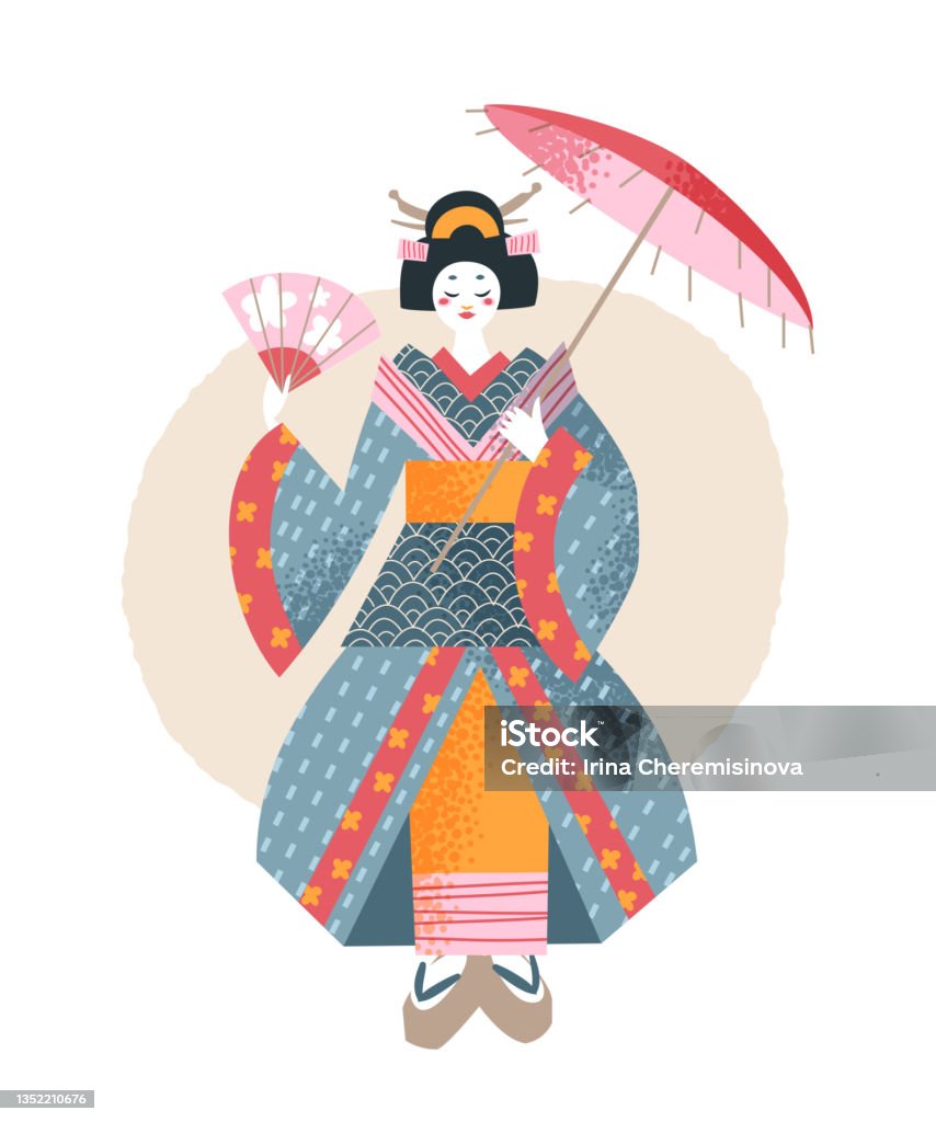 Cô Gái Nhật Bản Trong Kimono Truyền Thống Biểu Tượng Nhật Bản ...