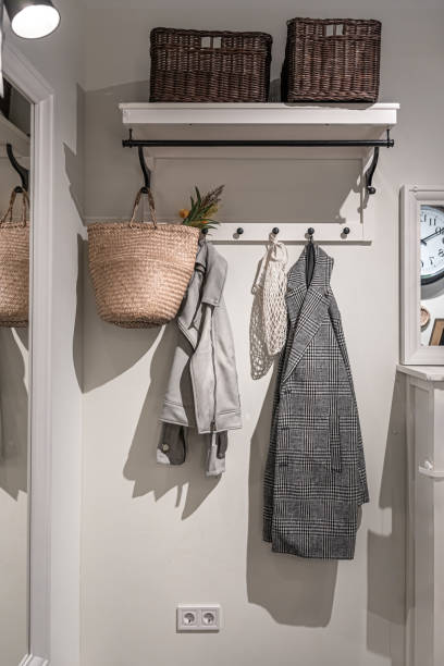 istock Place for outerwear in the hallway, home interior. 1352214040