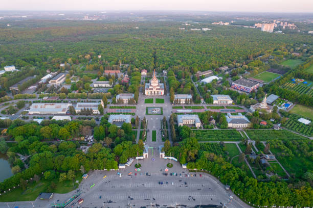 istock Expocenter with green parks around 1352216710
