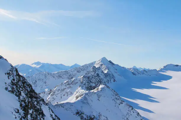 Winter mountain landscape Alps in Solden Austria ski resort