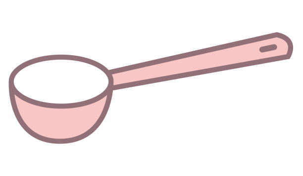 rosa farbe. vektorillustration eines niedlichen esslöffels. clipart des küchenwerkzeugs. symbolmaterial. - table spoon stock-grafiken, -clipart, -cartoons und -symbole