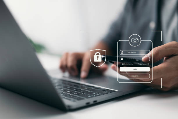 istock Cyber security, information security, and encryption are all terms that have been used to describe the concept of cyber security. User login, secure access to the user personal information. 1352222142