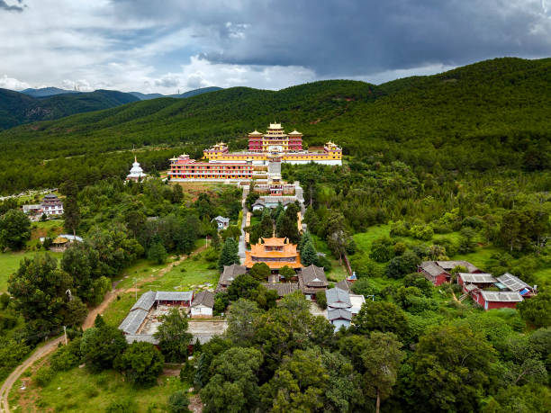 Buddhist temple in Lijiang, Yunnan stock photo