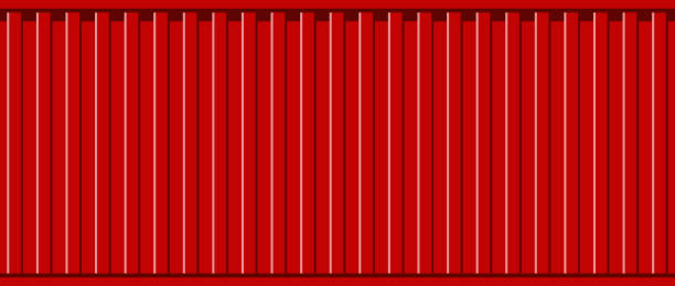 istock Cargo container background. Red texture of cargo container. Structure of metal for shipping on ship. Construction of trailer for export. Industry of heavy commercial transport for delivery. Vector 1352229267