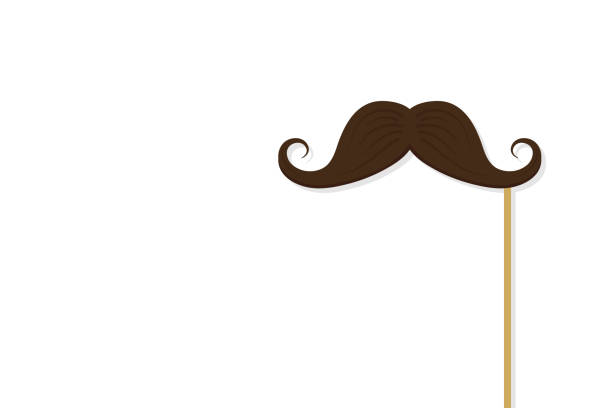 Mustach on stick. Paper moustache for carnival. Flat cartoon mustache for party. Fake mustach with stick for fathers day isolated on white background. Comedy cardboard moustache. Vector Mustach on stick. Paper moustache for carnival. Flat cartoon mustache for party. Fake mustach with stick for fathers day isolated on white background. Comedy cardboard moustache. Vector. funny fathers day stock illustrations
