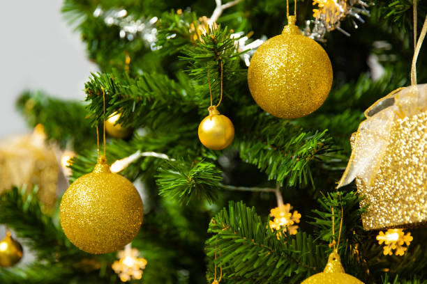 istock Christmas Tree with golden decoration, holiday concepts 1352232009