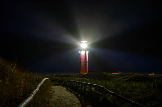 istock Texel lighthouse in the dunes during a stormy autumn night 1352233342