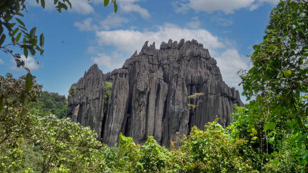 Yana Rocks near Yana Village known for the unusual karst rock formations, Karnataka, India stock photo
