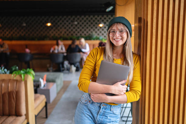 istock Modern joyful Caucasian ready for a work, from modern cafeteria 1352236423