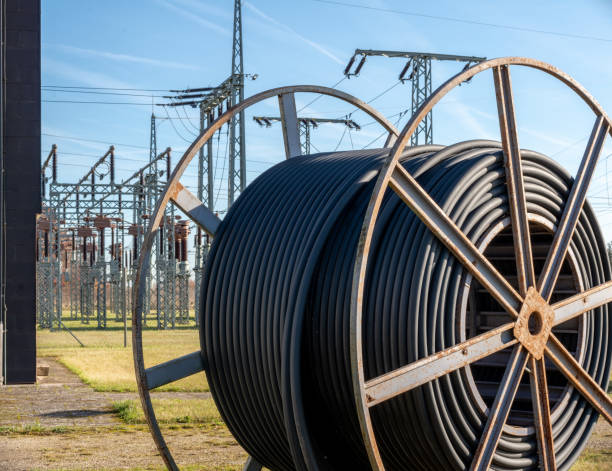 istock A cable reel in front of a high-voltage switchgear 1352237771