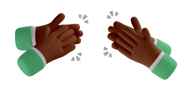 3d икона хлопает руками - clapping applauding gratitude human hand stock illustrations