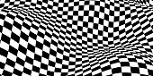 istock Wavy chess board. Chessboard concept. Wave distortion effect. Vector illustration. 1352239427