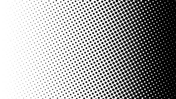 Gradient of halftone black dots on a white background. Pop art texture. Comic background. Vector illustration. Gradient of halftone black dots on a white background. Pop art texture. Comic background. toned image stock illustrations