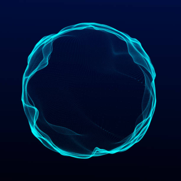 istock Spherical equalizer for music. Round sound wave of particles. Musical abstract blue background. 3D rendering. 1352240886
