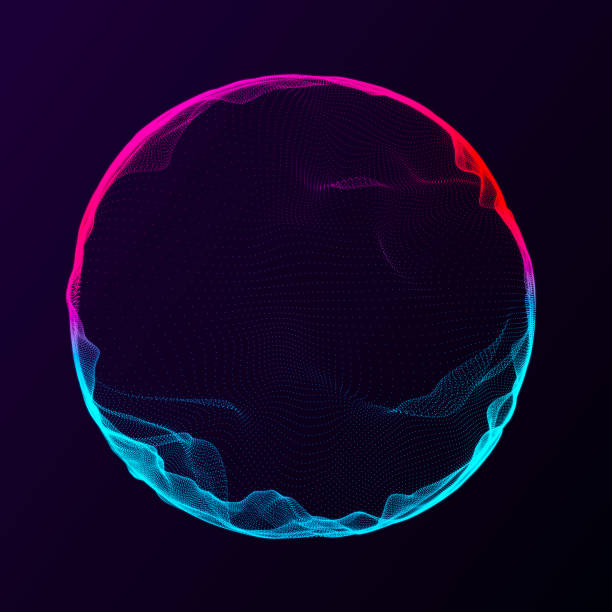 istock Spherical equalizer for music. Round sound wave of particles. Musical abstract blue background. 3D rendering. 1352240913