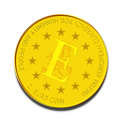 Abstract concept of digital Euro coin