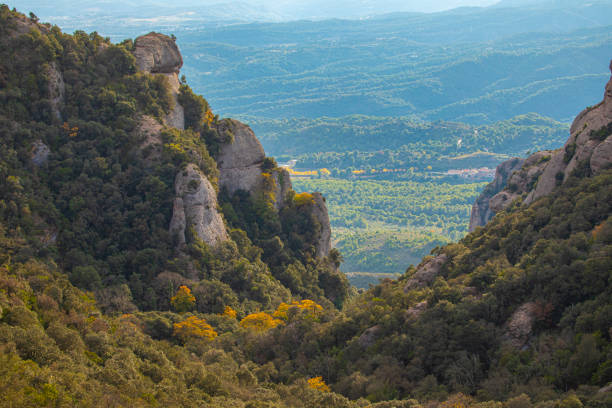 Montserrat mountain during afternoon in autumn.