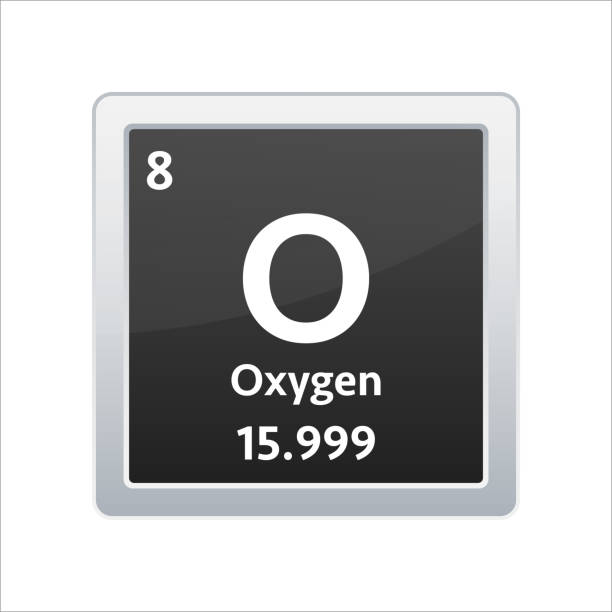 ilustrações de stock, clip art, desenhos animados e ícones de oxygen symbol. chemical element of the periodic table. vector stock illustration. - oxygen periodic table mass sign