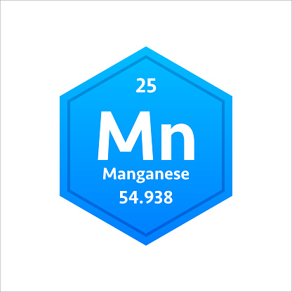 Manganese symbol. Chemical element of the periodic table. Vector stock illustration