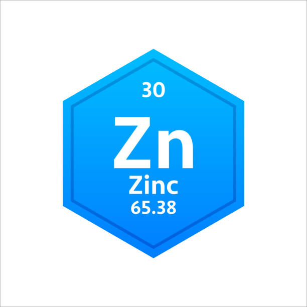 ilustraciones, imágenes clip art, dibujos animados e iconos de stock de símbolo de zinc. elemento químico de la tabla periódica. ilustración vectorial de stock - zinc