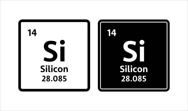 silizium-symbol. chemisches element des periodensystems. vektor-stock-illustration - silicone stock-grafiken, -clipart, -cartoons und -symbole