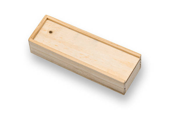 Wooden crate isolated on white background. Clipping path included.
