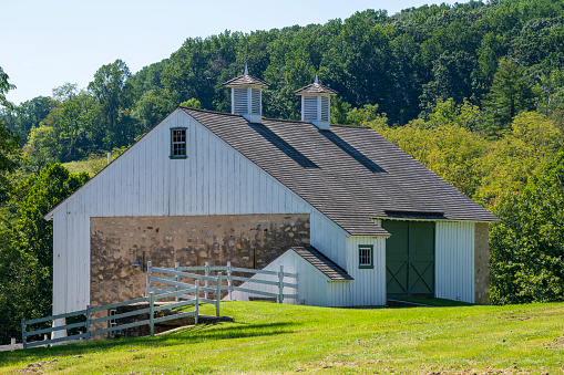 King of Prussia, USA - September 2, 2021. Historic farmhouse at Valley Forge National Historic Park, Pennsylvania, USA