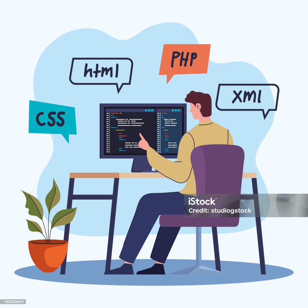 Worker Developer Worker Man Of Developer Web Stock Illustration - Download Image Now ...