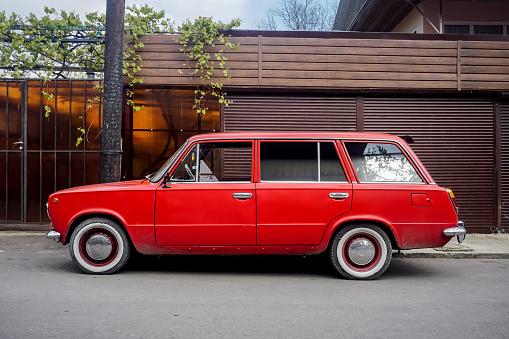 Russian classic retro red car