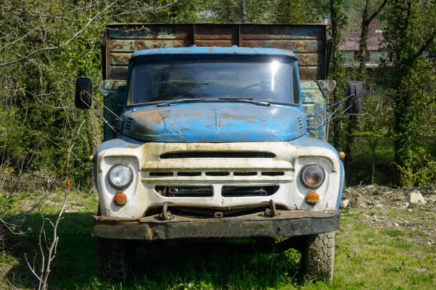 istock Old Russian truck in the village 1352257476