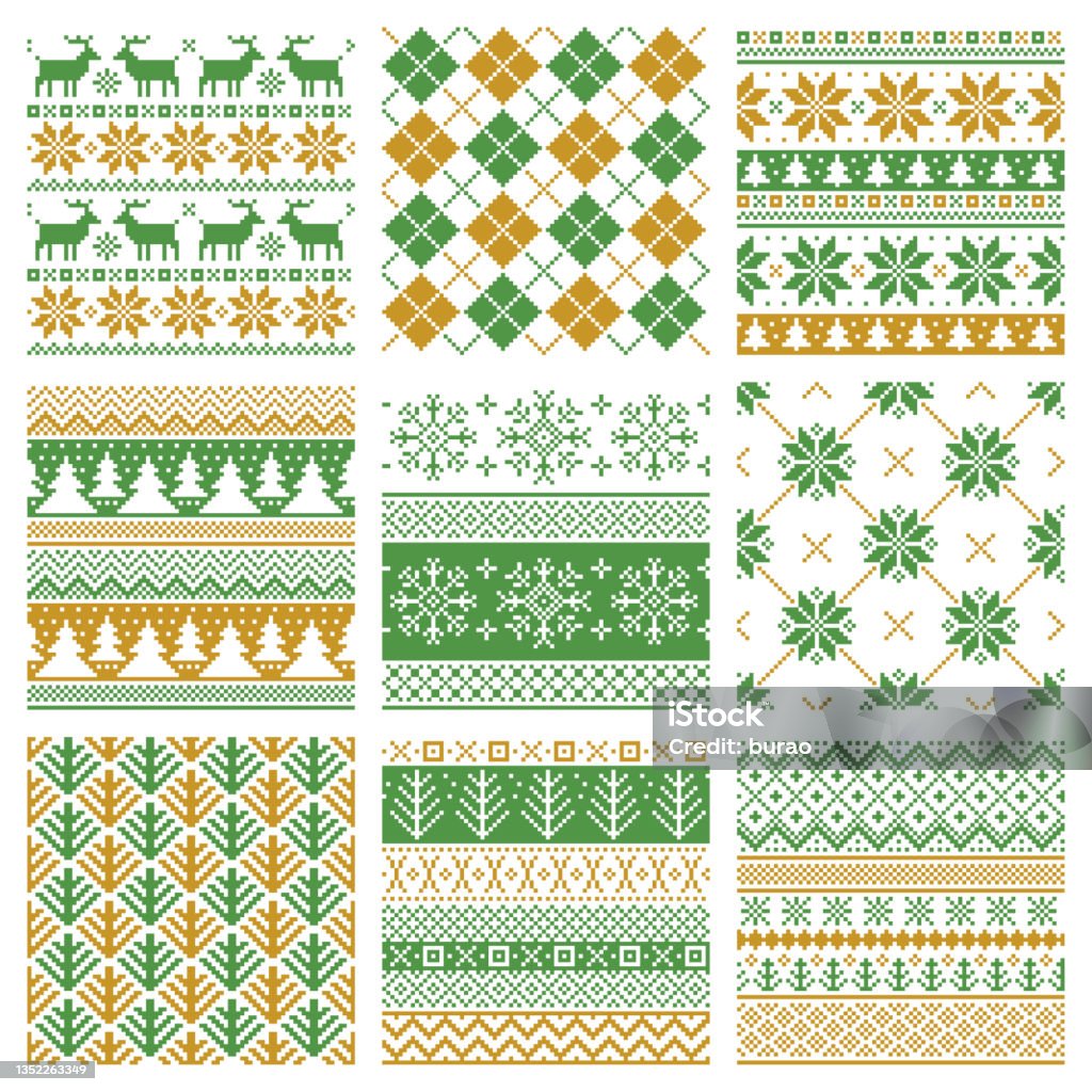 Nordic Pattern Abstract Nordic Knit Seamless Pattern Collection Stock Illustration - Download ...