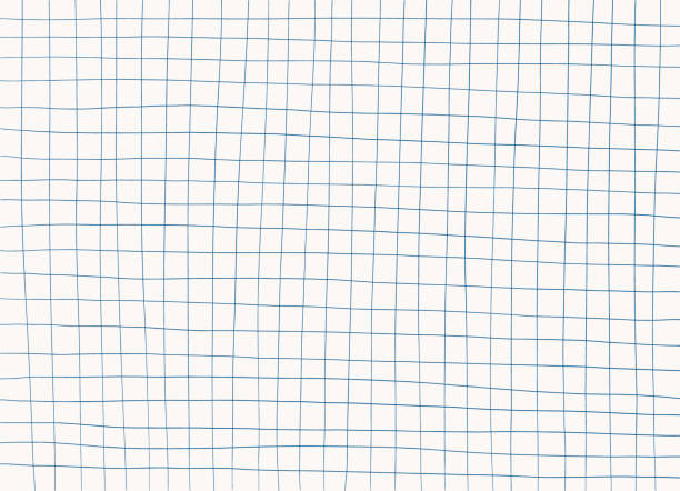 Blue grid background Blue grid background. Hand drawn texture, student notebook sheet. Vector backdrop, cover, banner. exercise book stock illustrations