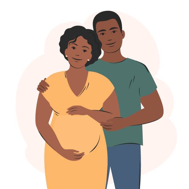 ilustrações de stock, clip art, desenhos animados e ícones de family 01 - africana gravida