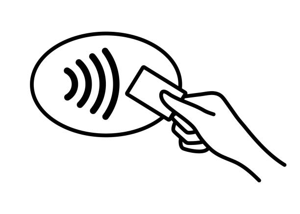 stockillustraties, clipart, cartoons en iconen met contactless nfc wireless pay sign logo. credit debit card nfc payment vector concept. eps 10 - tikken