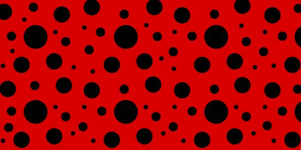 Vector illustration of Ladybug seamless pattern with red background and black spots print for textile, fashion, scrapbook paper, wallpaper. Vector illustration
