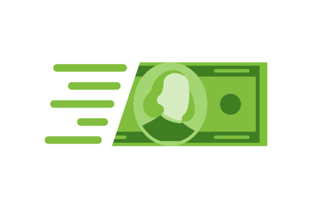 Fast Send Money Transfer Funds Payment Con. Flying 100 Dollar Money Send Logo Vector Illustraton Eps 10
