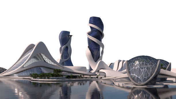 istock Futuristic city outline 1352269416
